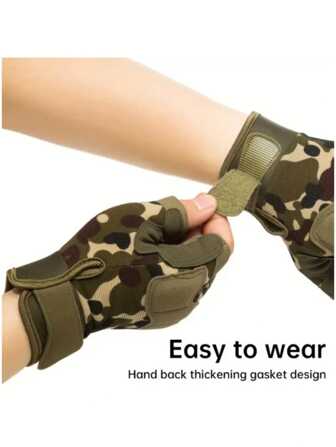 Guantes tácticos sin dedos, con protección de nudillos, transpirables y ligeros para uso militar, adecuados para tiro, caza, conducción de motocicletas, montañismo, deportes de hombres y mujeres, ciclismo, fitness, actividades al aire libre, pesca. Guantes de media-dedo, antideslizantes, resistentes al desgaste y cómodos para múltiples escenarios.
