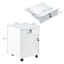 CLIPOP Lockable File Cabinet Wooden Drawer Filing Cabinet With 1 Closed Storage And 4 Rolling Wheels, Home Office Mobile Under Desk Cabinet For A4 Paper,Letters And File Folders - White - View 2