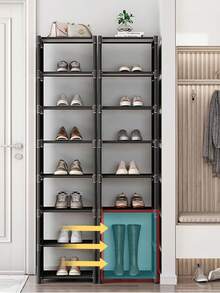 1 件 8 层黑色多层鞋架，鞋柜，家具，书架，适用于入口、卧室、客厅、宿舍，易于安装，防尘，大容量，返校 - 黑色 - 查看 1