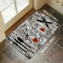 1pc Home Decor, Kitchen Mat With Cozy Tableware Pattern - Machine Washable, Easy To Clean Polyester Carpet, Dust-Proof, Suitable For High-Traffic Areas, Ideal Christmas Gift, Kitchen Floor Mat, Anti-Slip Diatomite Kitchen Rug - Grey - View 15