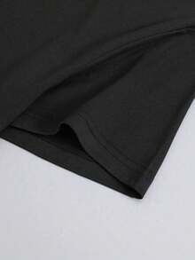 Camiseta de Cuello Redondo de Talla Grande con Gráfico Llama - Tejido de Punto de Poliéster con Ligera Elástico, Camiseta Tipo Túnica Informal de Manga Corta para Mujer - Comodidad para Todas Las Estaciones - Premium 180g Negro - Negro - Ver 7