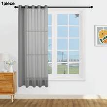 1 件/2 件薄纱窗帘，多种尺寸可选，顶部带金属索环，优雅的滤光薄纱窗帘，适用于客厅、卧室、农舍、咖啡厅、厨房，灰色 - 灰色 - 查看 25