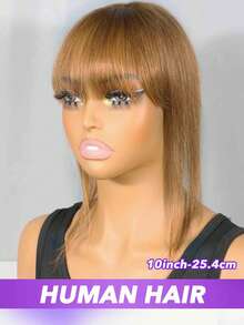 浅棕色 3D 侧刘海发饰，真人发雷米直发，手工制作假发，假发夹，顶部稀疏假发，女士真人发饰，接发 8 10 英寸，6# - S6 - 查看 4