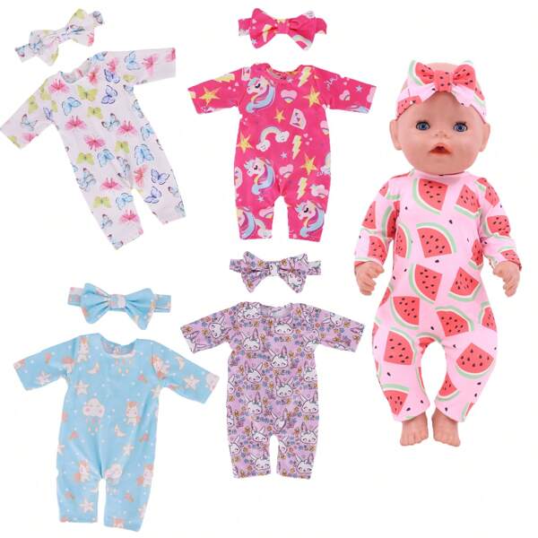 Conjunto de ropa casual y linda para muñecas de 18 pulgadas, incluye un mono y una bufanda de verano (la muñeca no está incluida)