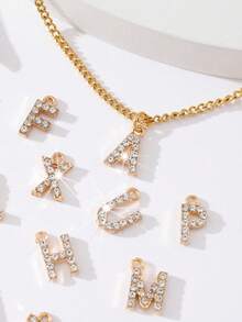 1pc Elegant Beach Style 26 Letter Pendant Foot Chain With Rhinestone Inlaid, Delicate Jewelry Suitable As Beach, Holiday, Easter Gift For Girlfriend - Gold - View 3