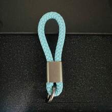 Lennik 1PC Laser Engrave Woven Rope Leather Keychain Vintage Custom Logo Car Bag Key Chain Ring Personalize Company Name Keyring - Multicolor - View 9