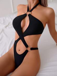 Hollow Out One Piece Swimsuit Sexy Strap Backless One Piece Swimwear For Women Summer