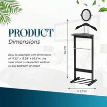 Wardrobe Wood Suit Valet Stand Clothes Trouser Bar Rack Tie Belt Hanger And Shoe Rack Black Chrome - Black/Chrome - View 2