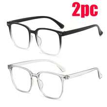 1 件男女通用时尚平光镜片眼镜，塑料渐变方形镜框，简约设计，适合男士和女士