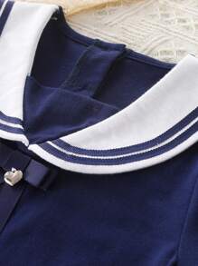 Camiseta de manga corta para niñas, estilo de escuela elegante con cuello marinero y lazo, camisa polo informal para adolescentes y estudiantes, nuevo lanzamiento para el verano