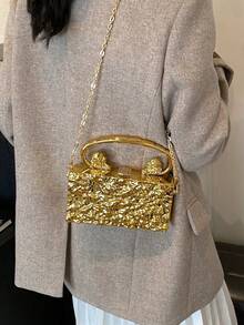 Modische, einfache, hochwertige, leichte Acryl Handtasche, nischendesign mit personalisierter Löwenkopf Dekoration, sehr attraktiv, multifunktional, tägliche Umhängetasche für Damen, geeignet für Dates, Arbeit, Pendeln und Einkaufen.