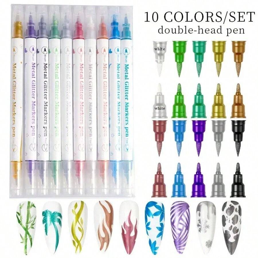 10 Colors Nail Art Pens Set, Nail Polish Pens Nail Art Drawing Pen- Quick Dry Waterproof Nail Art Painting Pens Kit For Home DIY Nail Art Design - Multicolor - View 1