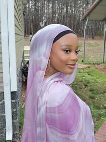 1pc Elegant & Versatile Women Scarf, Ink Painting Wave Gradient Shawl Hijab, Suitable For Sunshade, Daily Wearing, And Abaya - Ink Painting 068 - View 7