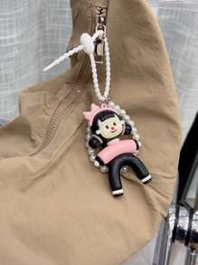 HXXOOS Acessório de Bolsa Corrente de Pérolas Falsas Y2K - Chaveiro Fofo com Laço Rosa, Pingente Estético Kawaii para Mulheres, Adolescentes, Decoração de Mochila e Bolsa, Ótima Ideia de Presente Cordão
