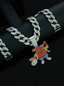 1pc Bling-Bling Hip-Hop Personalized Cartoon Expression Money Pendant Necklace, Fashionable And High-End Accessory For Both Men And Women