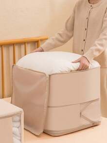 1pc Large Capacity Expandable Compression Storage Bag, Polyester Foldable Comforter Storage Bag With Zipper, Portable Collapsible Clothes Storage Box For Bedding, Blankets And Garments, Space-Saving Travel Packing Cube - Multicolor - View 6