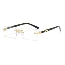 1 pièce Lunettes rectangulaires décoratives sans monture mode homme, accessoire essentiel de style rétro en matériau métallique de luxe, polyvalent et classique