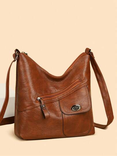 Miękka skórzana torba na ramię retro dla kobiet 2024 Nowa modna duża pojemność torba dla mamy z wieloma kieszeniami, wysokiej jakości przekątna C