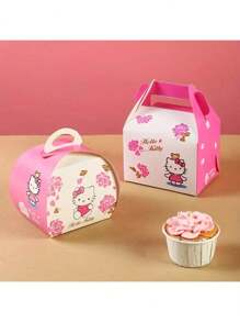 Sanrio 3pcs/5pcs/10pcs /20pcs SANRIO Hello Kitty Pink Paper Gift Boxes With "Hello Kitty" & Floral Design - Ideal For Candy, Cakes, & Party Favors At Birthdays, Festivals, & Celebrations, Hello Kitty Gifts