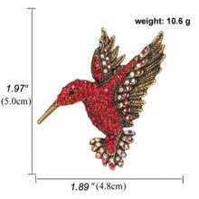 1 pieza Broche de aleación con incrustaciones de strass con forma de pájaro, pin único con diseño de animal, accesorio de moda