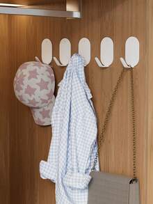 5pcs Hooks, No Drilling Required, Suitable For Bathrooms, Toilets, Kitchens, Bedrooms, No-Drill Wall Hooks, Multi-Functional Hooks, Can Hang Clothes, Towels, Bathrobes, Bathroom Supplies - Multicolor - View 4