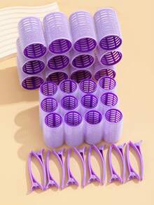36pcs/Set Self-Grip Rollers Kit With 24Rollers And 12Clips, Salon Quality Curlers For Diy Hairstyling, Heatless Rollers,Back To School,Travel Holiday Essentials,Hair Accessories For Women,Hair Curlers,Curly Hair Brush,Rollers,Curly Hair Products,Curler,Rollers For Hair,Hair Curl,Curly Hair Tools,Hair Roller,Curly Hair,Hair Rollers,Hair Curler,Heatless Curl,Heatless Curls,Hair Curlers,Rollers,Hair Curl,Rollers For Hair,Curly Hair Tools,Hair Rollers,Hair Roller,Curls Diffuser,Hair,Travel,Hair Products,Hair Tools,Hair Stuff,Barber,Barber Accessories,Barbershop,Hairdressing Equipment - Mauve Purple - View 3