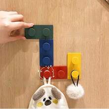 4 Móc treo tường không cần khoan, Móc treo tường hình khối xây dựng, Thích hợp cho gia đình, [Móc nhiều màu], Móc treo hình khối xây dựng sáng tạo, Nam châm tủ lạnh, Keo dán không gây hư hại, Đồ trang trí cửa tủ lạnh, Thiết yếu cho lối vào - Nhiều màu - Xem 5