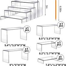 5PCS Acrylic Display Stand, Acrylic Display Risers, 5 Sizes Clear Product Stand, Jewelry Display Riser Shelf Showcase Fixtures For Collectibles Display, Figure Display - Clear - View 6