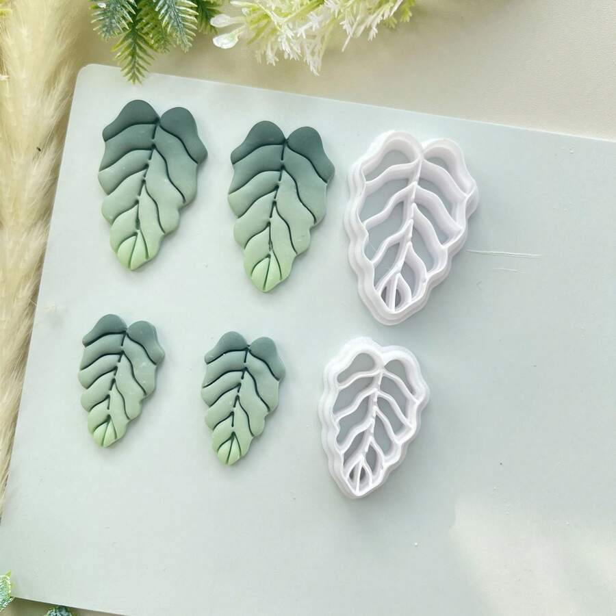 2pcs Beautiful Leaf Clay Cutter Set | Spring/Summer Easter Theme | Perfect For DIY Jewelry Making, Hollowed Design Details | Jewelry Making Kits - LM234+235 - View 1