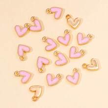 30 piezas de dijes con forma de corazón mini lindos y coloridos, accesorio de aleación de zinc esmaltado DIY para manualidades de joyería de mujeres/niñas, pulseras, aretes - amar - Ver 16