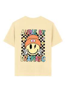 Kaos Lengan Pendek Leher Bulat dengan Motif Grafis Kasual untuk Anak Perempuan Remaja, Atasan Musim Panas - Aprikot - View 4