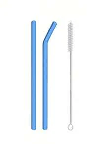8Pcs Colorful Glass Straws With 2 Cleaning Brushes - 8mm Reusable Drinking Straws, 4 Straight & 4 Bent, Party Supplies For Smoothies, Cocktails, Iced Coffee, Perfect Gift For Home, Weddings, Or Events