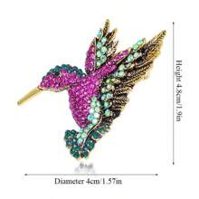 1 pieza Broche de aleación con incrustaciones de strass con forma de pájaro, pin único con diseño de animal, accesorio de moda