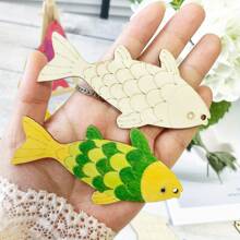 12/24 Pcs Unfinished Wooden Fish Shape Paper Cutting DIY Crafts - Hanging Decorations For Festivals, Weddings, Birthday Parties - Unique Fish-Shaped Tags, Gift Tags, Home Decor, Party Supplies