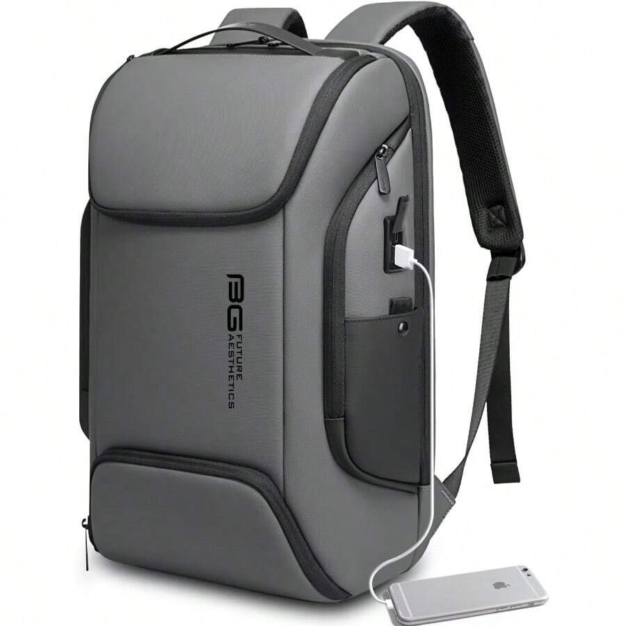 Laptop Busin Men Backpack Waterproof Large Capacity External Charging Port Bag Black Fashion Backpack - 7267grey - View 1