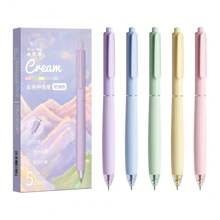 5pcs Simple Macaron Color Ballpoint Pen, Suitable For Office Work, Meeting And Learning Note Taking, Quick Drying Pen For Hand Copying Reports, And Key Marking Ballpoint Pen
