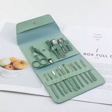 1 Set Portable Nail Clipper Set With Portable Travel Case, Suitable For Home And Travel Use, Including Scissors And Files With Straight Edges, Ear Spoons, Scissors - Professional Travel Beauty And Care Tools