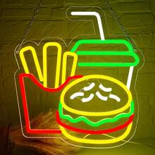 Burger And Sandwich Neon Sign Hamburger Shop LED Neon Light Fast Food Business Signs For Restaurant Kitchen Party Dimmable Light - Hamburger - View 9