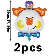 2pcs Cartoon Clown Aluminum Foil Balloons, Party Decorative Balloons For Carnival, Clown Party, Holiday, Birthday Celebration, Friends Gathering, Indoor & Outdoor Use