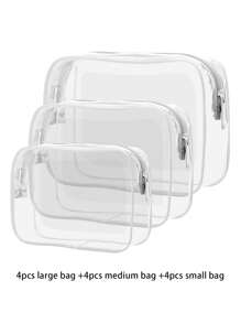 4/3/2/1 pieza(es) Bolsas de aseo de moda y sencillas para hombres y mujeres, bolsas cosméticas transparentes y impermeables del tamaño de un cuarto de galón para viajar, adecuadas para ambos géneros, se pueden llevar a bordo de aviones y regalar