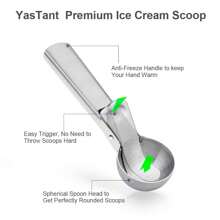1pc Premium Ice Cream Scoop With Trigger Ice Cream Scooper Stainless Steel, Heavy Duty Metal Icecream Scoop Spoon Dishwasher Safe, Perfect For Frozen Yogurt, Gelatos, Sundaes ,Stainless Steel Ice Cream Scoop, Perfect For Frozen Yogurt, Multi-Functional Ice Cream Scoop
