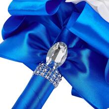 Artificial Wedding Bride Bouquet Handheld Bridesmaid Flower With Ribbon - Blue - View 5