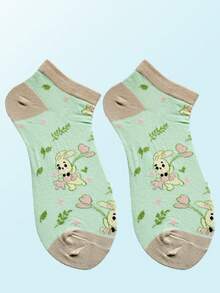 4 Pairs Women Multi-Color Cute Rabbit, Heart, Leaf Design Soft Comfortable Versatile Short Socks For Everyday Use - Multicolor - View 13