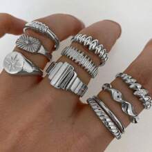 1 Set 10pcs/Set Starry Design Diamond Inlaid Rings