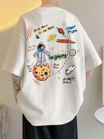 圆领建筑印花青少年男童时尚夏季短袖运动T恤，舒适百搭，适合夏季和春季