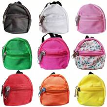 1pc Suitable For Rag Doll Cloth Toy Doll Canvas Small Backpack Book Bag For 6 Inch BJD Doll, Double Zipper Canvas Coin Pouch, 8X7cm