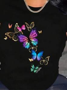 Women T-Shirts - Blue Butterfly - View 1