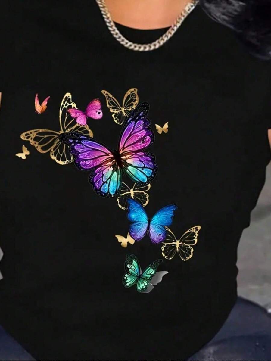 Women T-Shirts - Blue Butterfly - View 1