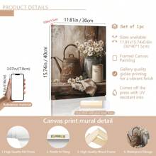 1 pièce Œuvre florale de style ferme rustique sans cadre - Marguerites blanches avec un bidon en fonte vintage, décoration murale en bois pour salon, chambre, bureau, etc. - Cadre en pin, cadeau parfait pour les vacances, affiches, décorations murales, décorations de pièce, moderne, botanique