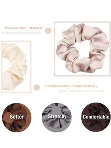 10pcs Set Retro Satin-Like Scrunchies, Soft Fabric, Elegant Simple Design, No Hair Damage, Suitable For Daily Use, Sports, Travel And Hairstyling (Option: 1/3/5/10PCS)Bathroom Decor Fall Decor Back To School Hair Accessories